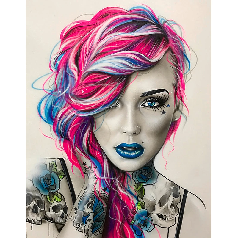 

Diy 5d Full Diamond Painting Embroidery Domineering Girl Tattoo Cross Stitch Square Round Drill Mosaic Decoration Hobby Gift