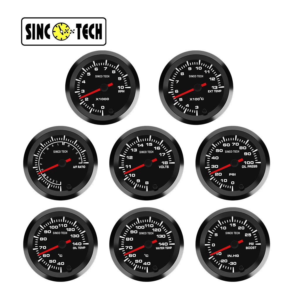 

DO637 52mm Water Temp Oil Temp Oil Press Voltmeter Vacuum Boost Gauge Air Fuel Ratio EGT Gauge With Sensor Fit for 12V Car
