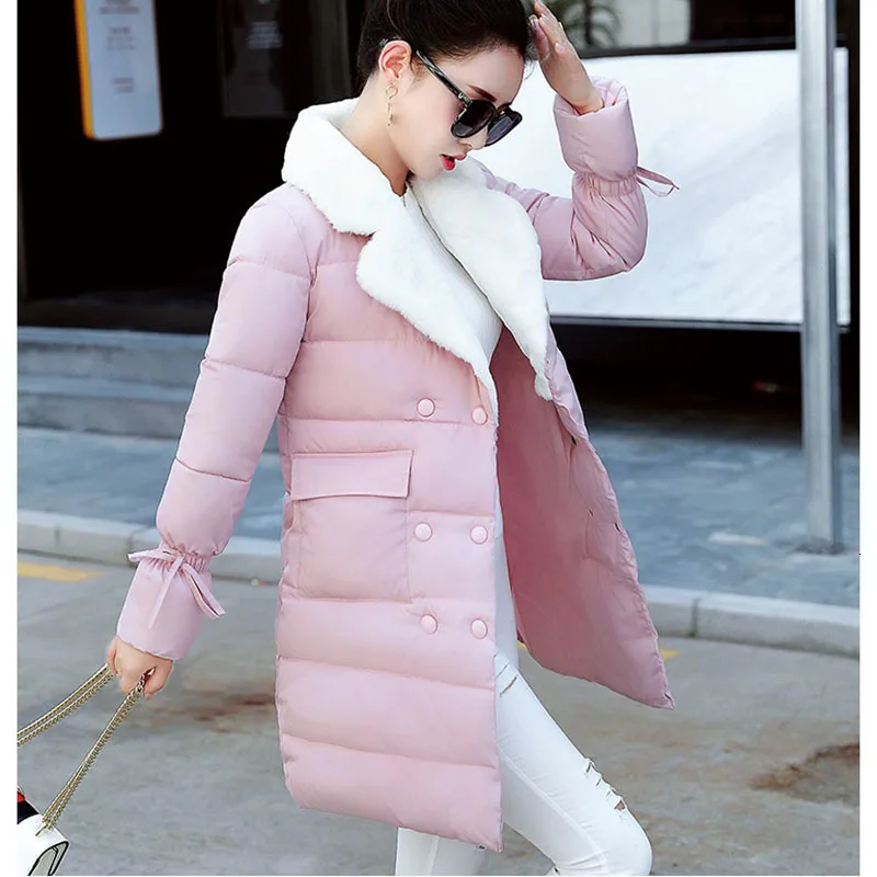 Зимняя куртка женское Новое хлопковое пальто приталенное утолщенное средней
