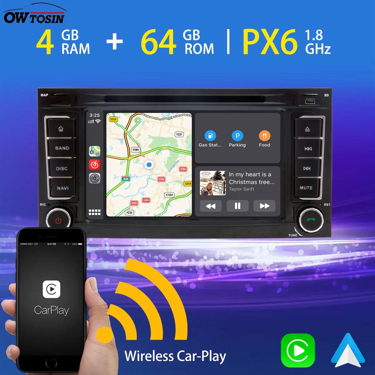 Автомобильный DVD плеер PX6 мультимедийный на Android 10 4 Гб + 64 ГБ с GPS радио для VW T5 Multivan
