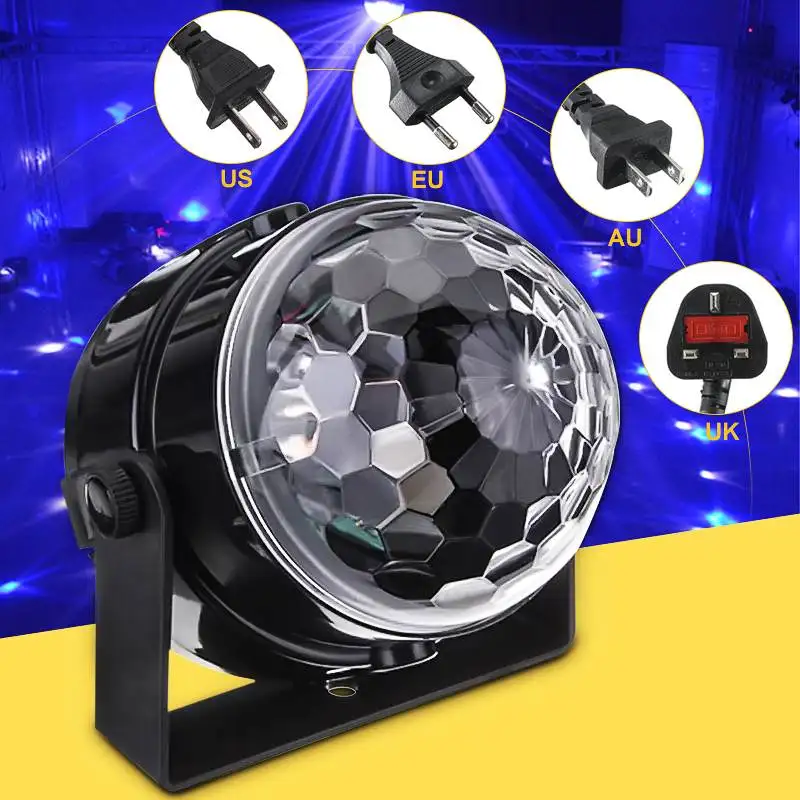 Мини RGB светодиодный хрустальный магический вращающийся шар светильник s звуковая активация диско светильник музыка рождество KTV вечерние EU/US/UK/AU 100-240V