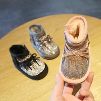 baby girl rhinestone toddler shoes winter 0 3 years old soft bottom non slip toddler baby crystal warm shoes snow boots