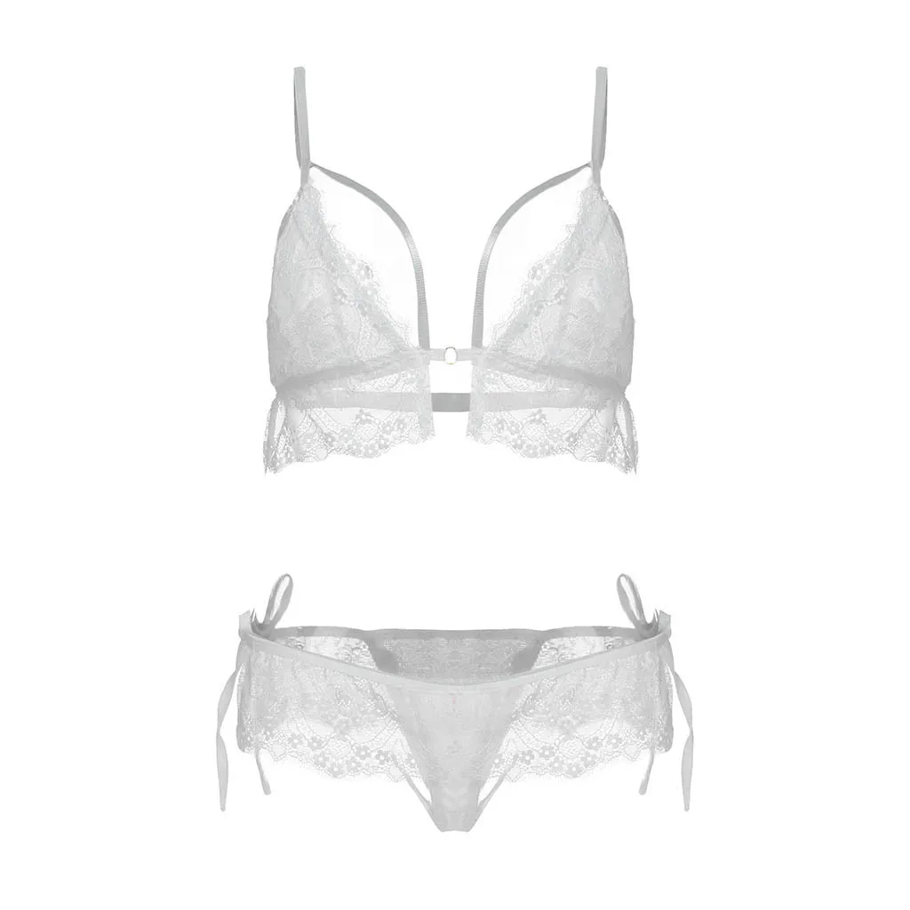 Комплект женского нижнего белья из 2 предметов кружевной бюстгальтер однотонные