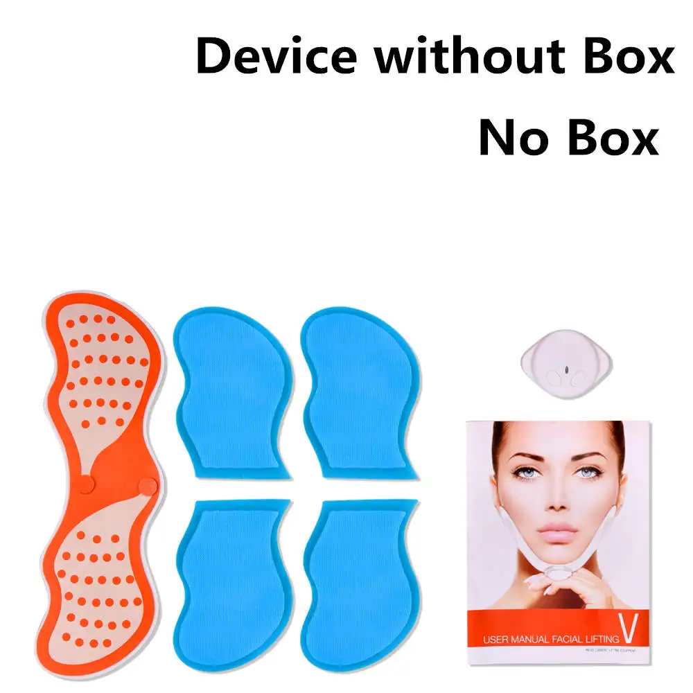 Without Box EMS Приспособление для подтяжки лица, стимулятор мышц лица, тренажер для коррекции V-зоны лица, массажер EMS для лица с гелевыми подушками, лифтинг-инструмент для кожи - Цвет: Without Box