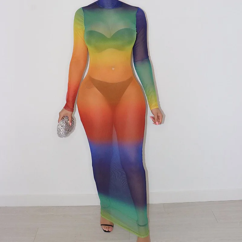 Новинка 2022 Сетчатое прозрачное пляжное платье сексуальное женское бикини