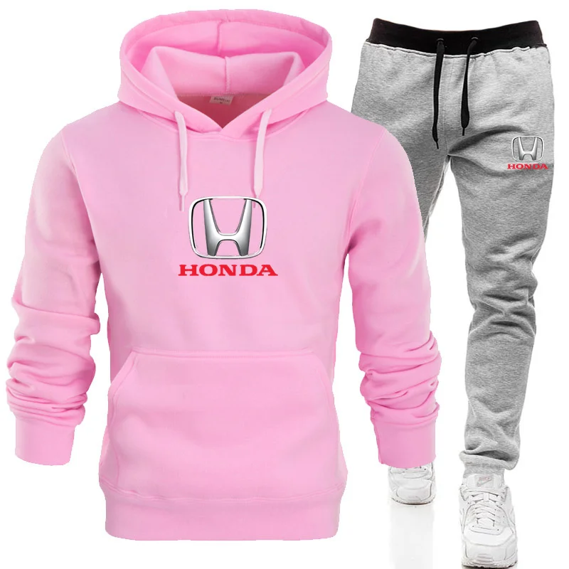 

2021 Honda New Men's Women's Couple Fashion Hoodie + Sweatpants Suit Candy Color Pullover Spring Autumn Must-Have Hoodie+2