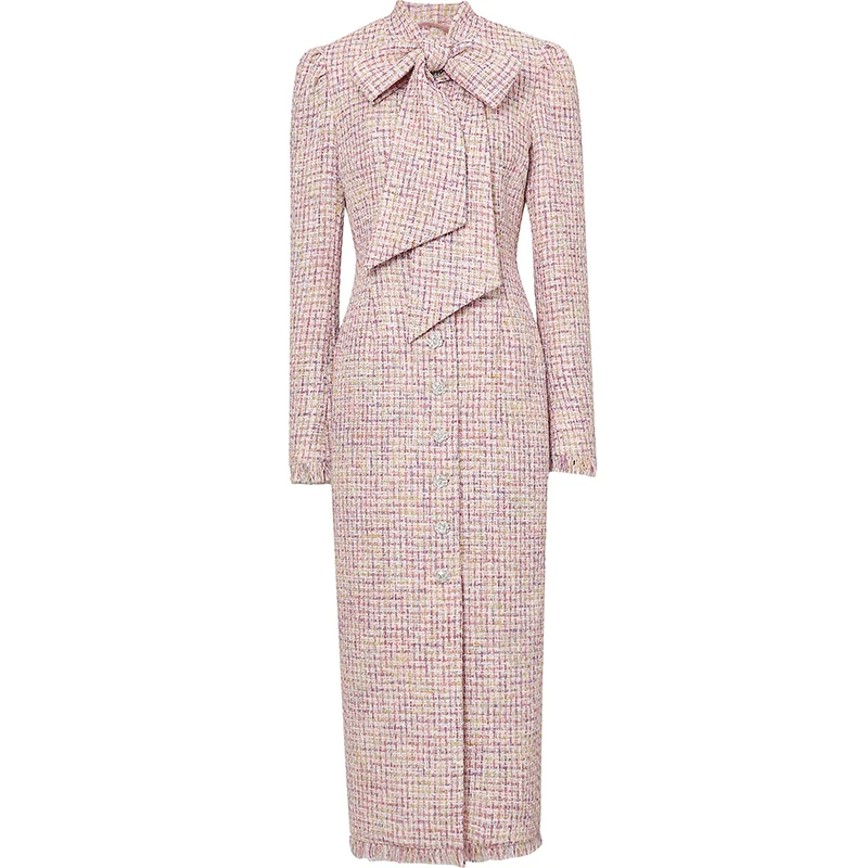 Новый Небольшой аромат зимнее шерстяное пальто для женщин лук мода полный рукав