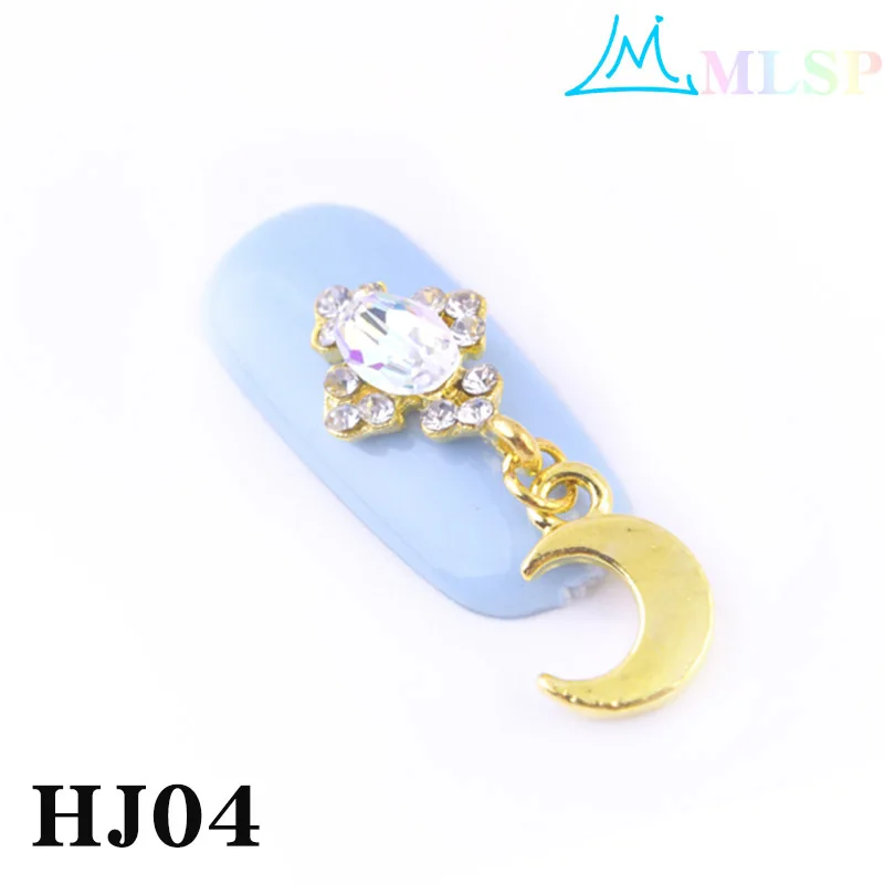 HJ04-10pcs 10 шт./лот, циркониевые украшения для дизайна ногтей, подвесные модели для ногтей, алмазные длинные висячие металлические Стразы для ногтей, изысканные Кристальные Звездные бриллианты - Цвет: HJ04-10pcs