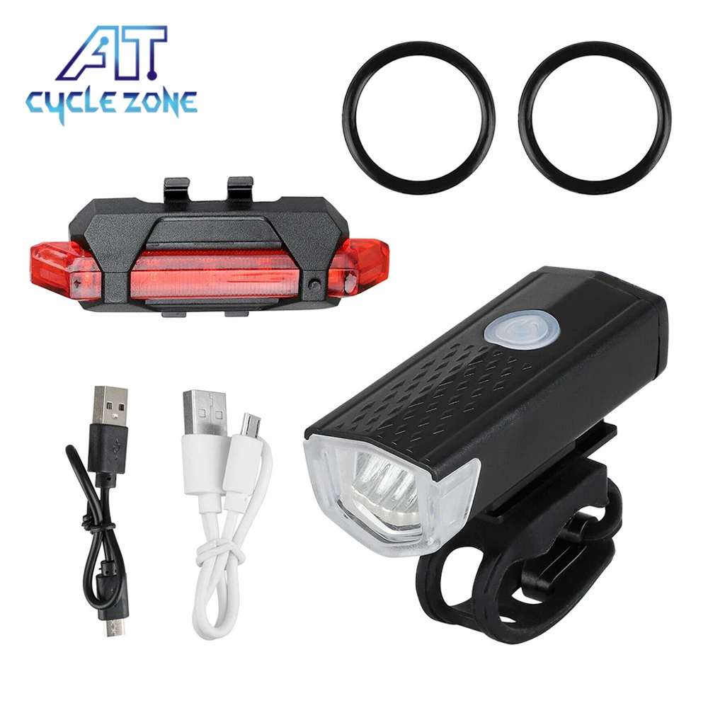 

USB LED Bike Lights Front and Rear Bicycle 300 Lumen 3 Mode Bicycle Front Light Lamp Cycling Flashlight Bike Accessories