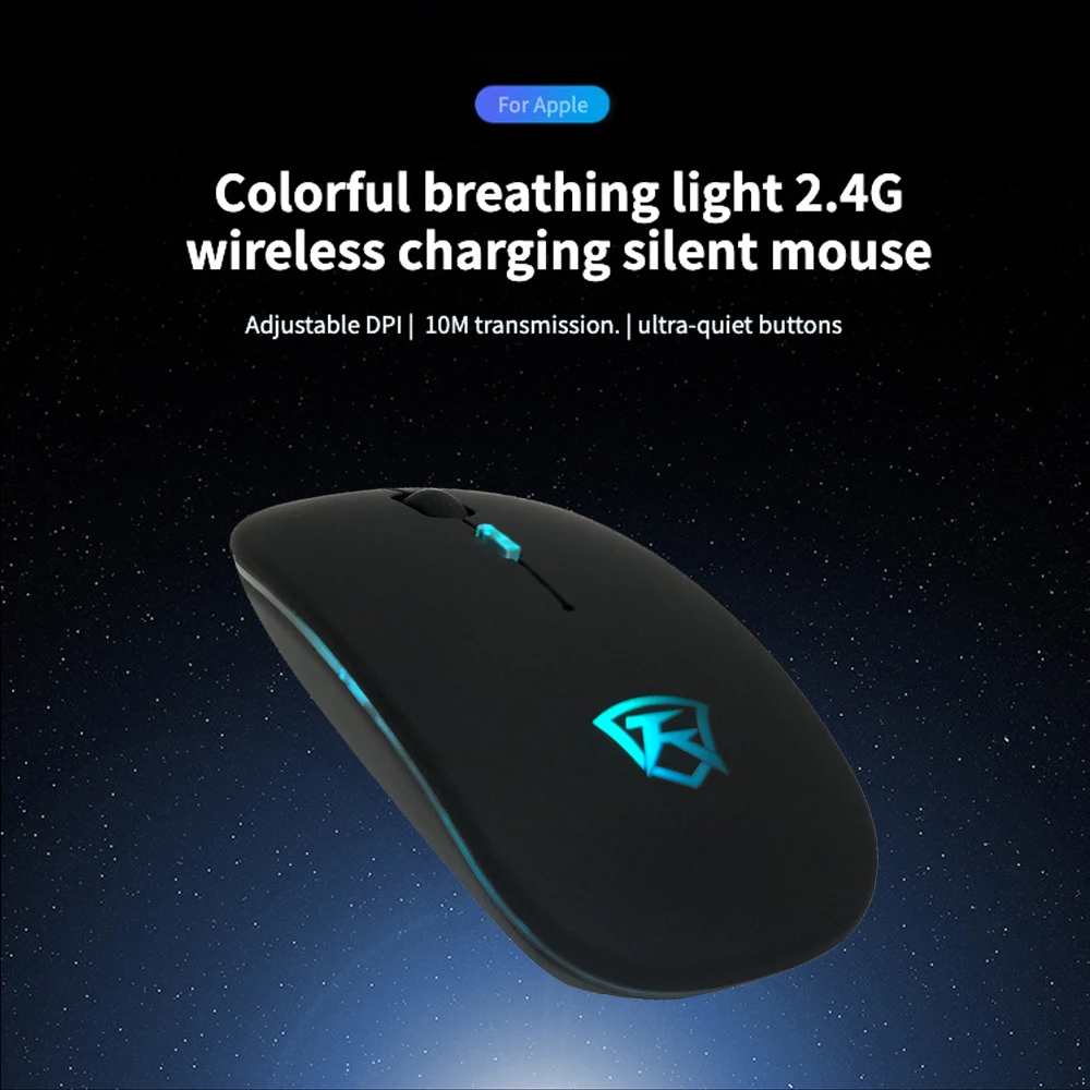 

Оптическая мышь, 2,4G, 1000DPI, USB, Беспроводная зарядка, супертонкая, для ноутбука, игровая мышь, светящаяся мышь