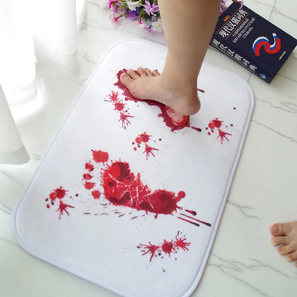 Blood Footprint Doormat Bath Mat Rug Water Non-slip Absorption Carpet new high quality Bathroom Kitchen Rugs Dropshipping | Дом и сад