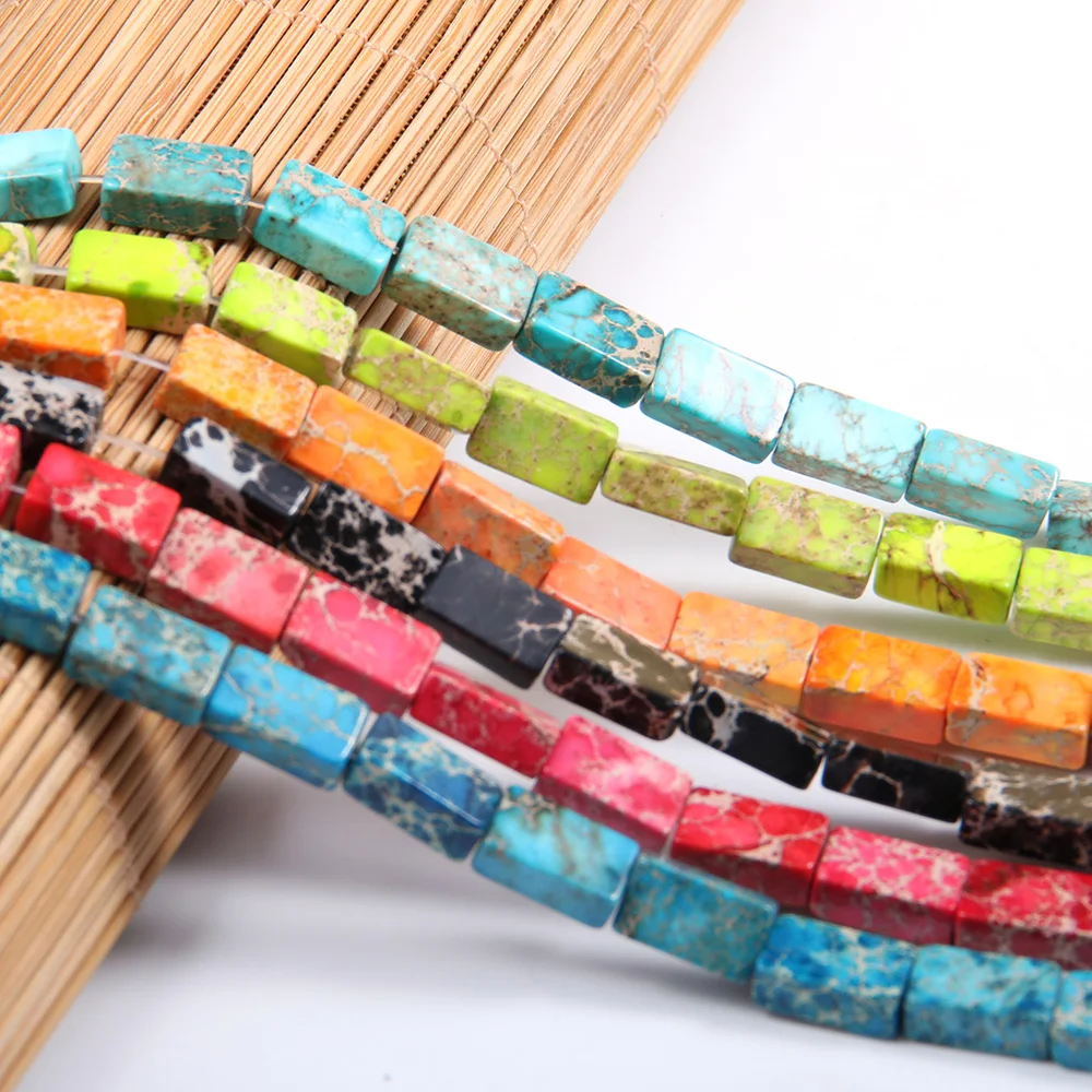 

Colorful Natural Stone Beads Rectangle Emperor Shoushan for Jewelry Making DIY Bracelet Necklace Accessories Size 6x10x4mm