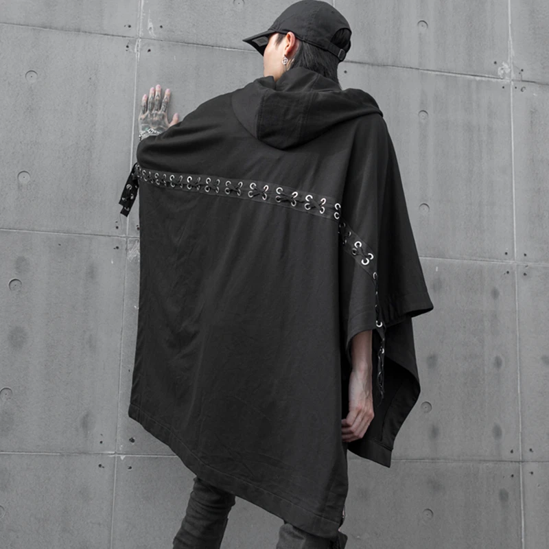 Футболка мужская оверсайз в готическом стиле свободная рубашка с капюшоном и