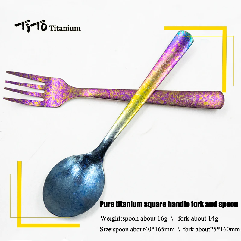 TiTo titanium Spork Longhandle наружная дорожная Титановая Ложка Вилка Portabale плоская посуда кемпинговая вилка ложка для спорта, туризма FB