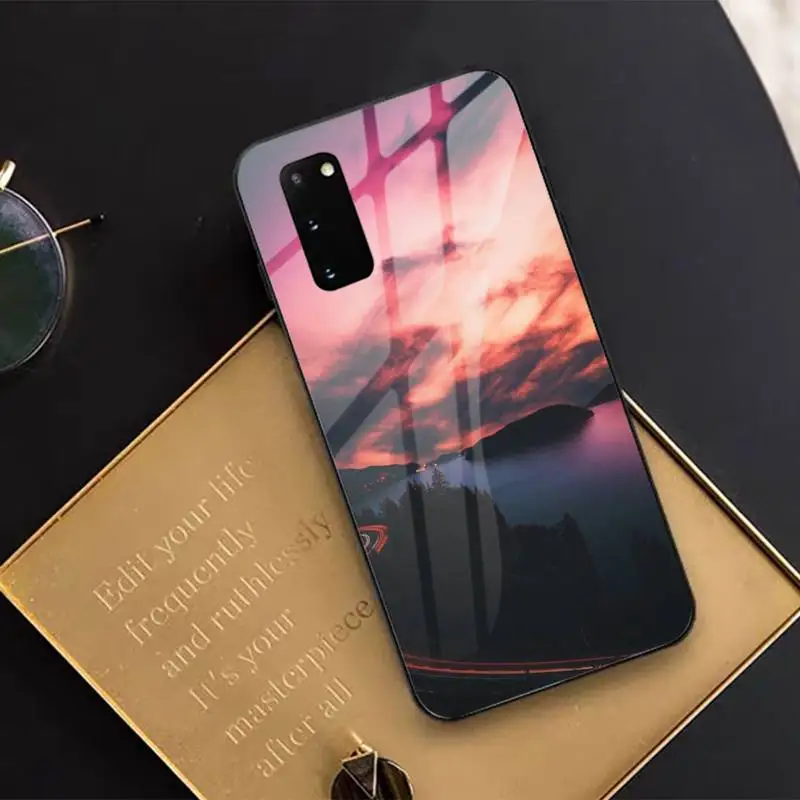 

Sweet sky pink Cloud Great art Tempered glass phone case For Samsung S6 7 8 9 10 20 edge plus E A7 2018 S10 lite 2019 Note
