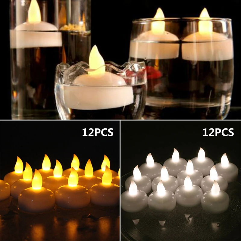 12 шт. Водонепроницаемая непламенная плавающая Tealights Светодиодная лампа на батарейках лампа новая горячая ночная лампа романтическая атмосфера