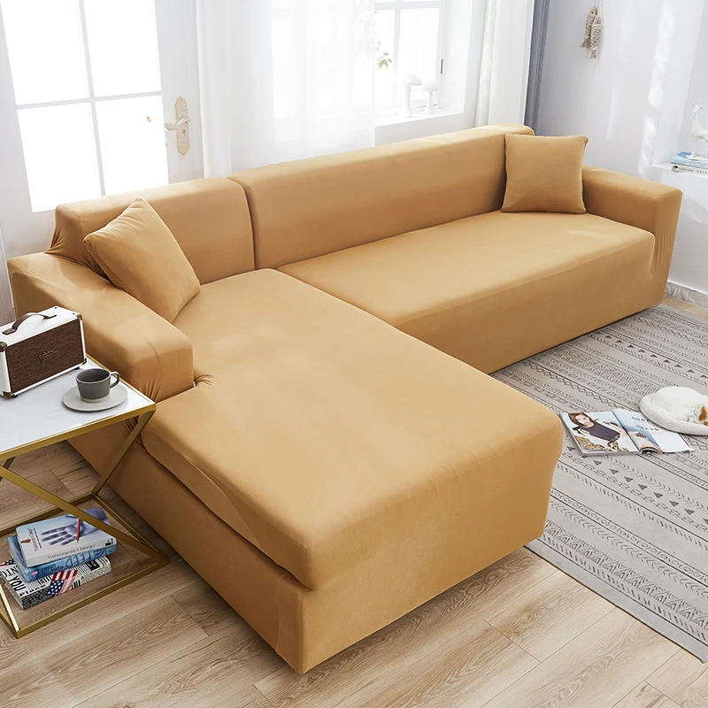 

Living room solid color corner sofa cover stretch spandex dustproof antifouling sofa cover cover L shape need to buy 2piece