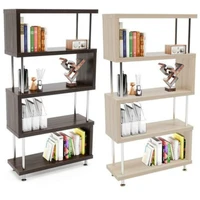 sz shaped bookcase bookshelf 5 tier storage rack wood vintage industrial book display etagere for home office living room decor