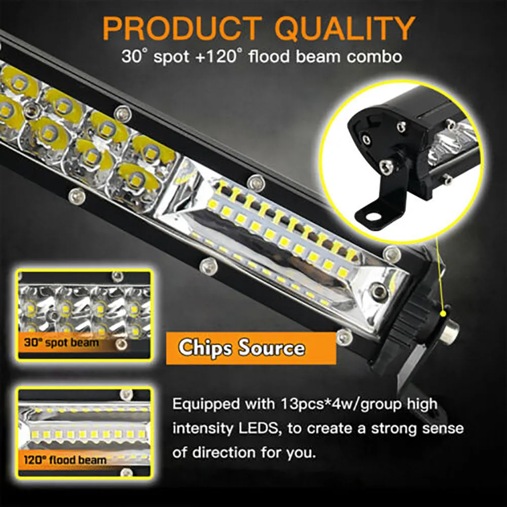 

Lamp LED Light Bar SUV Spot Trailer Truck UTV 1200W 12V/24V Beam Combo