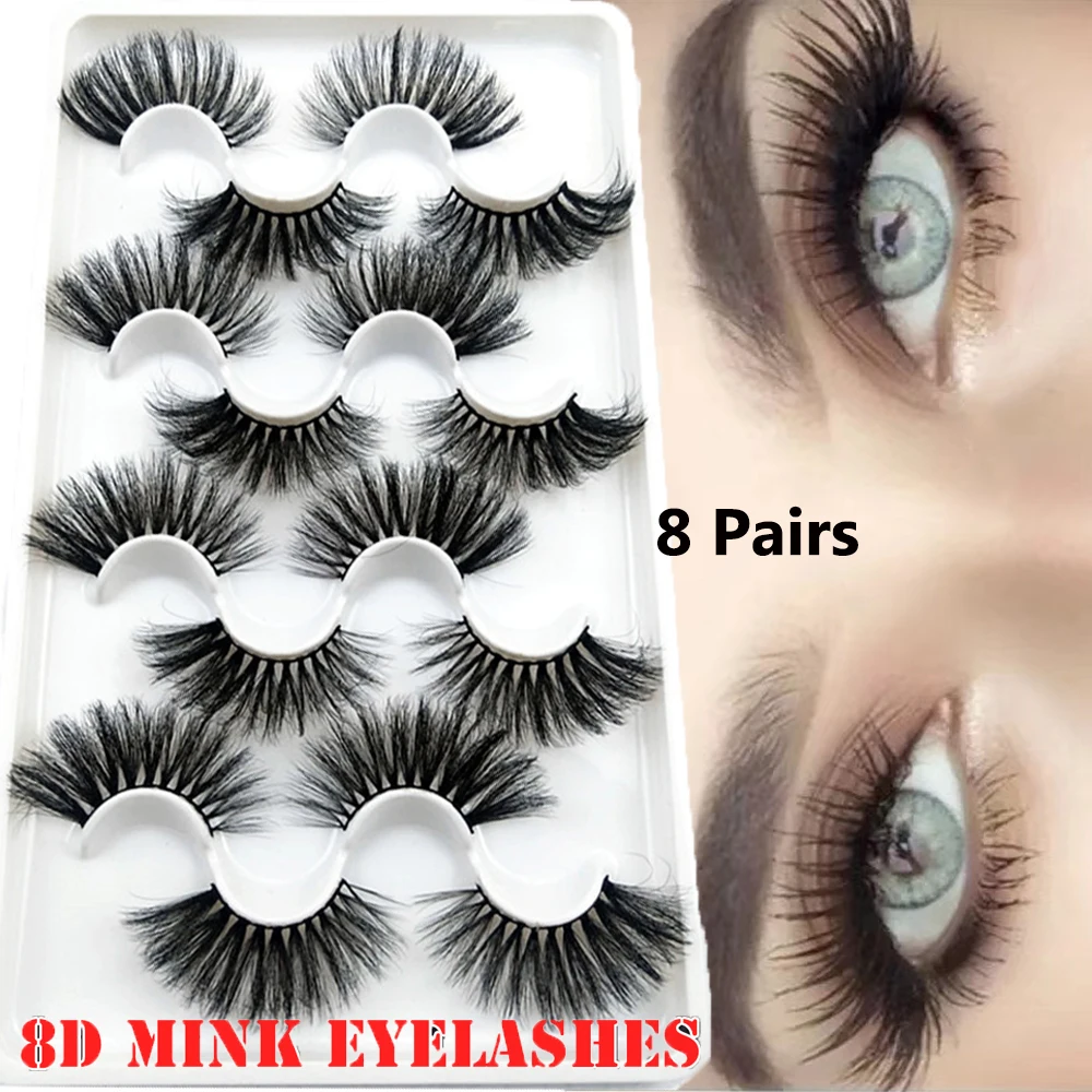 8 пар в комплекте с фокусным расстоянием 25 мм 4D/8D из меха норки накладные ресницы