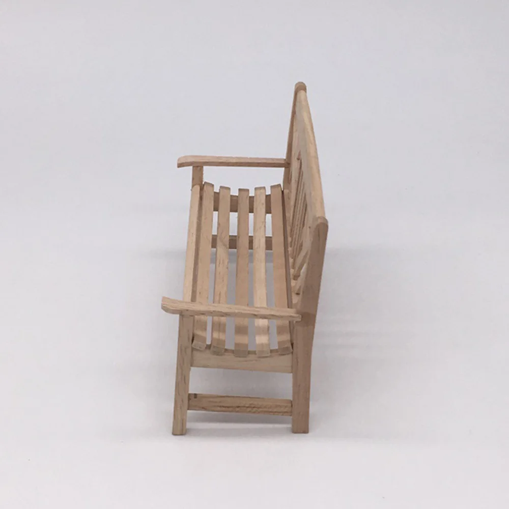 

1pc Mini Scene Furniture Model Mini Bench Wooden Mini Double Chair Model