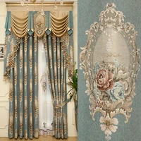 european style high end thick chenille jacquard curtains embossed embroidery curtains for living dining room bedroom