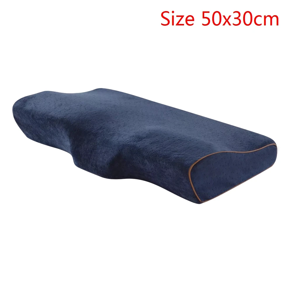 blue 50x30cm Ортопедическая подушка из пены с эффектом памяти в форме бабочки, постельные принадлежности, подушки, белая Шейная подушка для шеи, медленный отскок, уход за здоровьем, обезболивание - Цвет: blue 50x30cm