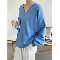 autumn thin v neck pullover sweater womens korean loose ins lazy style long sleeved t shirt top