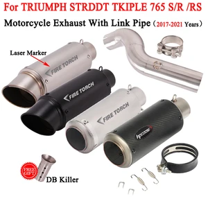 Slip On For Triumph Street Triple 765S/R 765 S R RS 17 - 21 Motocross Exhaust Escape Modify Carbon Fiber Moto Muffler DB Killer