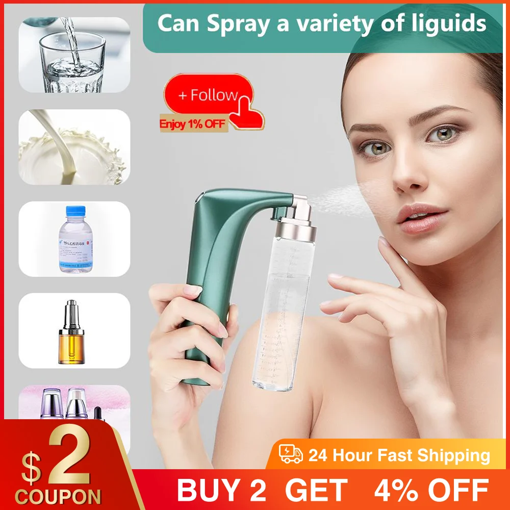 

High Pressure Nano Spray Face Sreamer Spot Cleaner Nano Facial Water Oxygen Injection Instrument Airbrush 105ML Skin Care Beauty