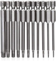 11 pieces 14 inch hex shank t6 t40 4 inch length s2 steel torx security head screwdriver drill set bits 100mm3 93 inch long