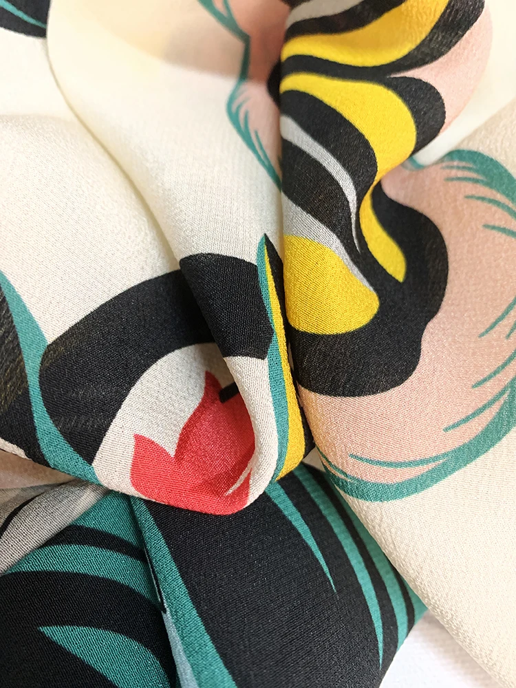 New 100% silk Blouses & Shirts  painting   with a silver spoon in her mouth feels dye wood   atmosphere ribbon printed 32726