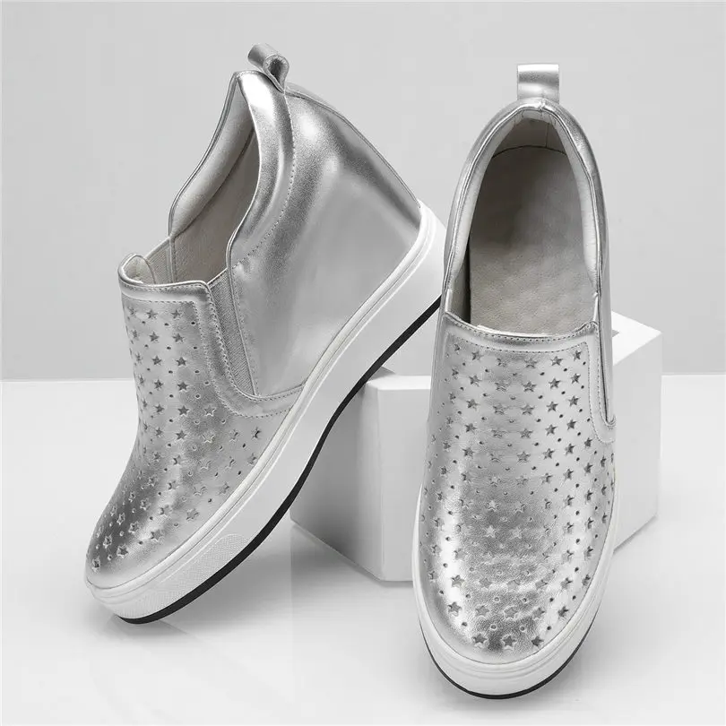 

Fashion Sneakers Women Genuine Leather Wedges High Heel Ankle Boots Female Breathable Platform Pumps Shoes Casual Travel Shoes