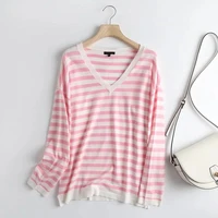 davedi 2022 autumn sweaters women pull femme england style fashion striped v neck loose casual sweaters women pullovers tops