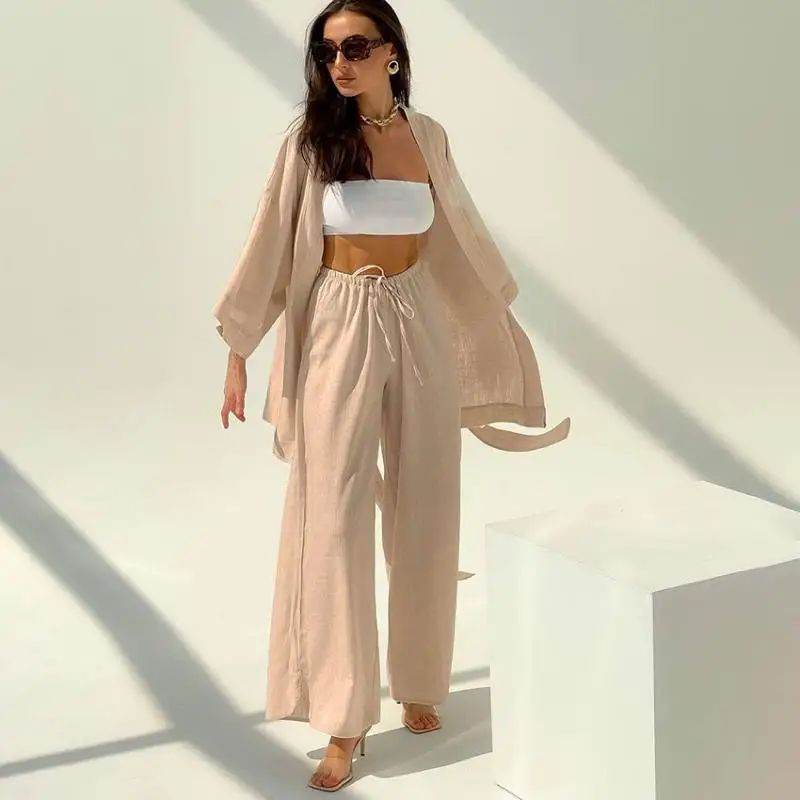 

Women's Pajamas Sexy Solid Color Drop Sleeve Robe Set 2 Pieces Female Loose Nighties Bathrobe Casual Homewear Loungewear Winter