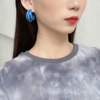 s925 needle personality three row hoop earring hot selling metal with coating blue earrings for women lady celebration gifts