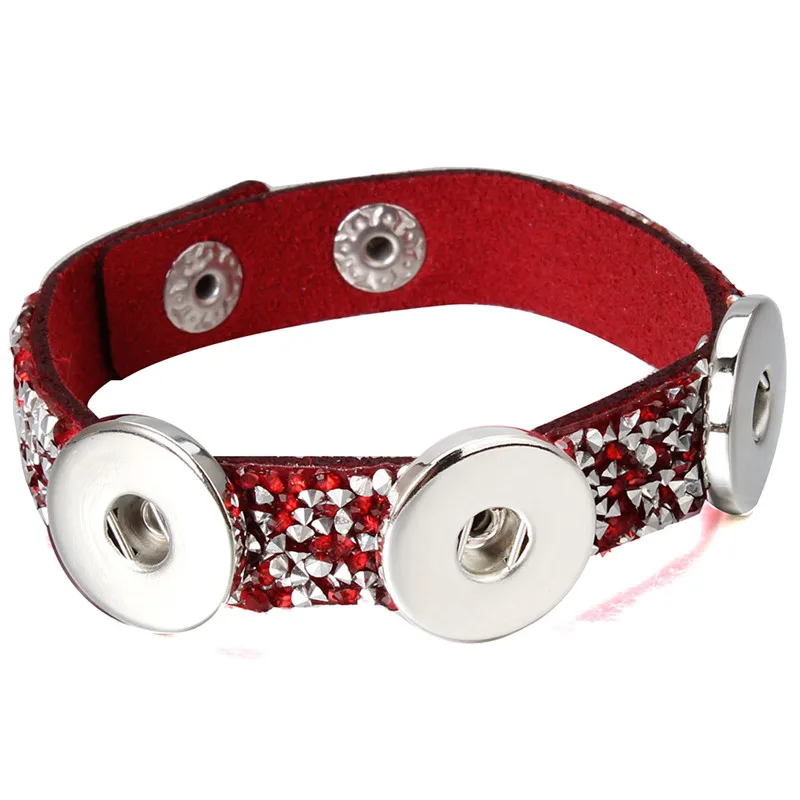 Новые ювелирные изделия Стразы кожаный браслет с застежкой 3 кнопки браслеты