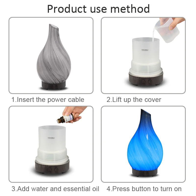 

KBAYBO 100ml Electric Aroma Diffuser Air Humidifier Oil Diffuser Aromatherapy Cool Mist Maker with LED night lights for Home