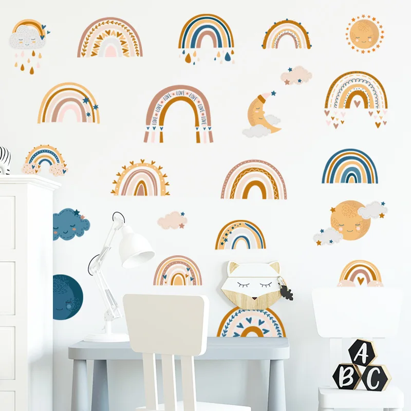 

Rainbow set Wall Stickers for Living room Bedroom Wall Decor Removable Vinyl PVC Sticker DIY Wall Decals Home Decor Art Murals