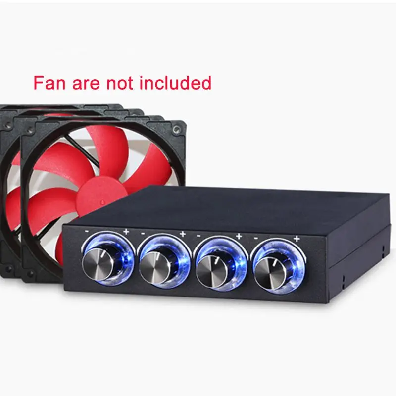 

57EC 3.5inch PC HDD 4 Channel Speed Fan Controller with Blue/Red LED Controller Front Panel For Computer Fans