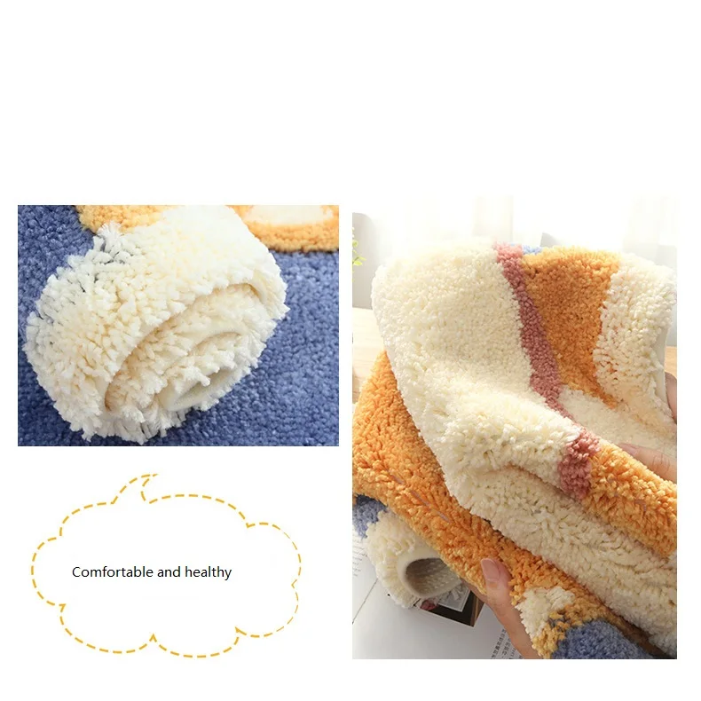 Флокированный водопоглощающий коврик для ванной комнаты лохматый с эффектом