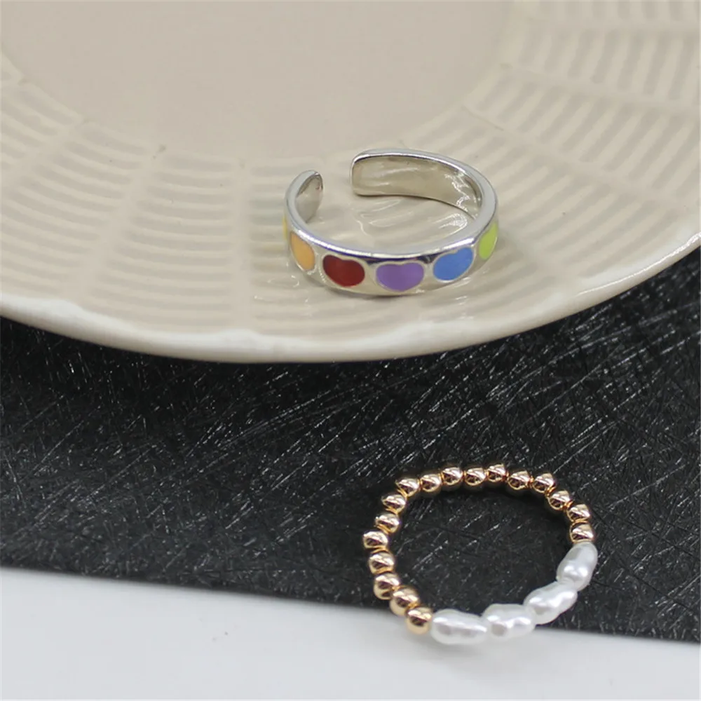 Кольцо женское регулируемое с жемчугом и сердцем | Украшения аксессуары