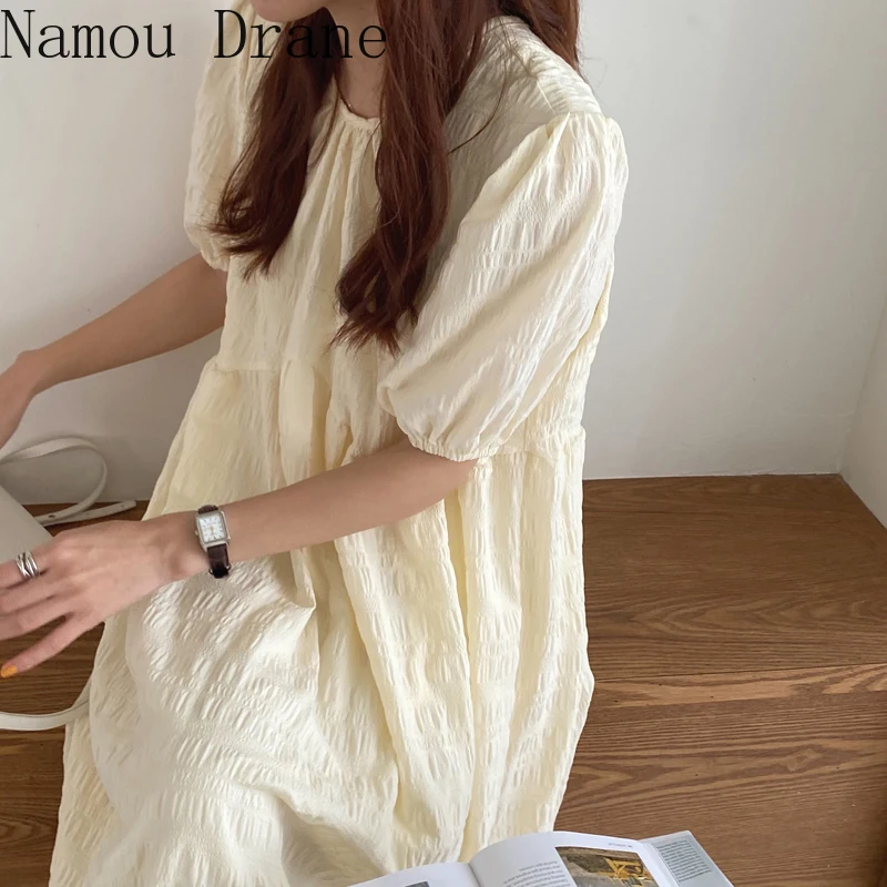 Женское Плиссированное Платье с V-образным вырезом и длинным рукавом-фонариком |