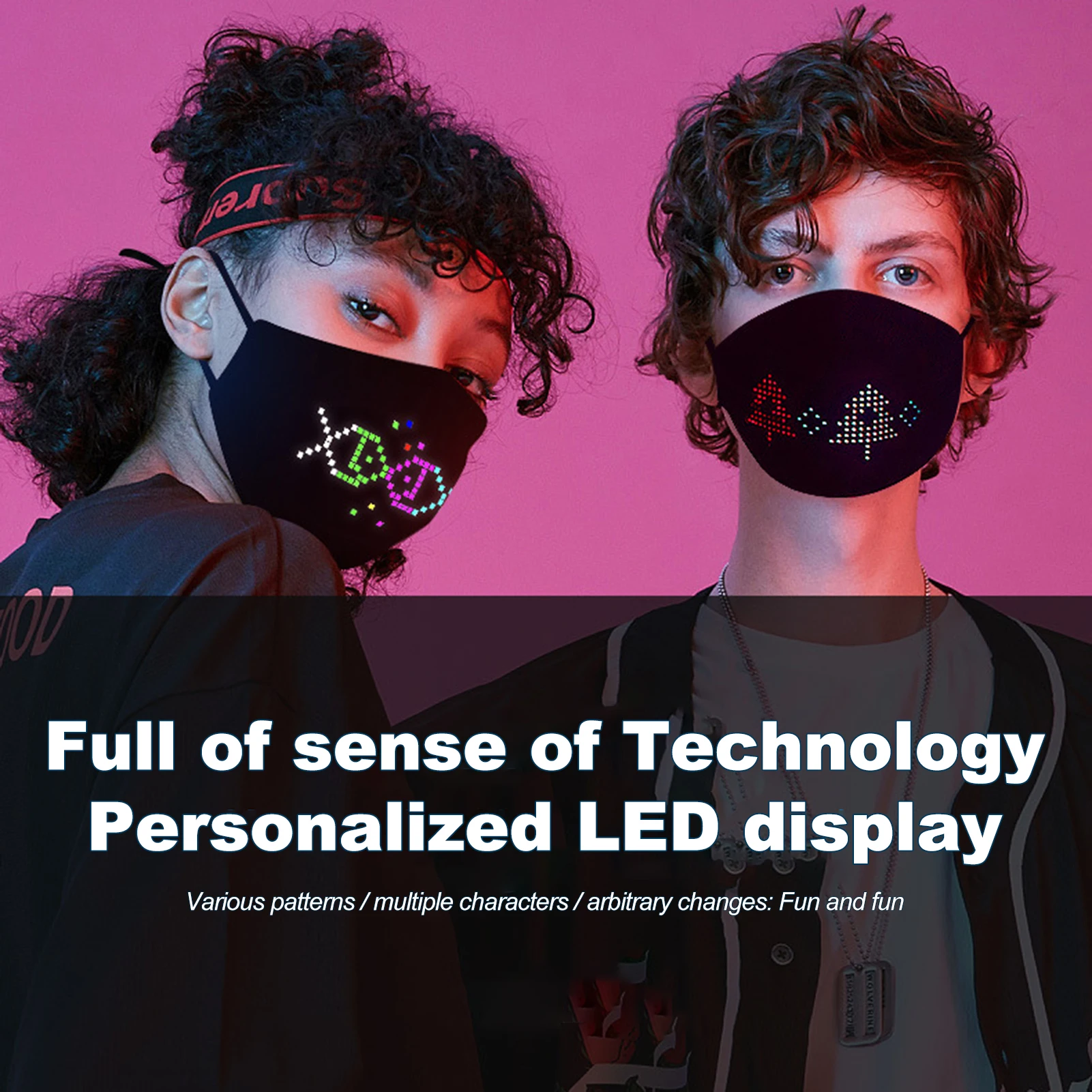 Led Party Masks Wireless BT App Control DIY Face Mask USB Rechargeble Halloween for Raves Festivals | Дом и сад