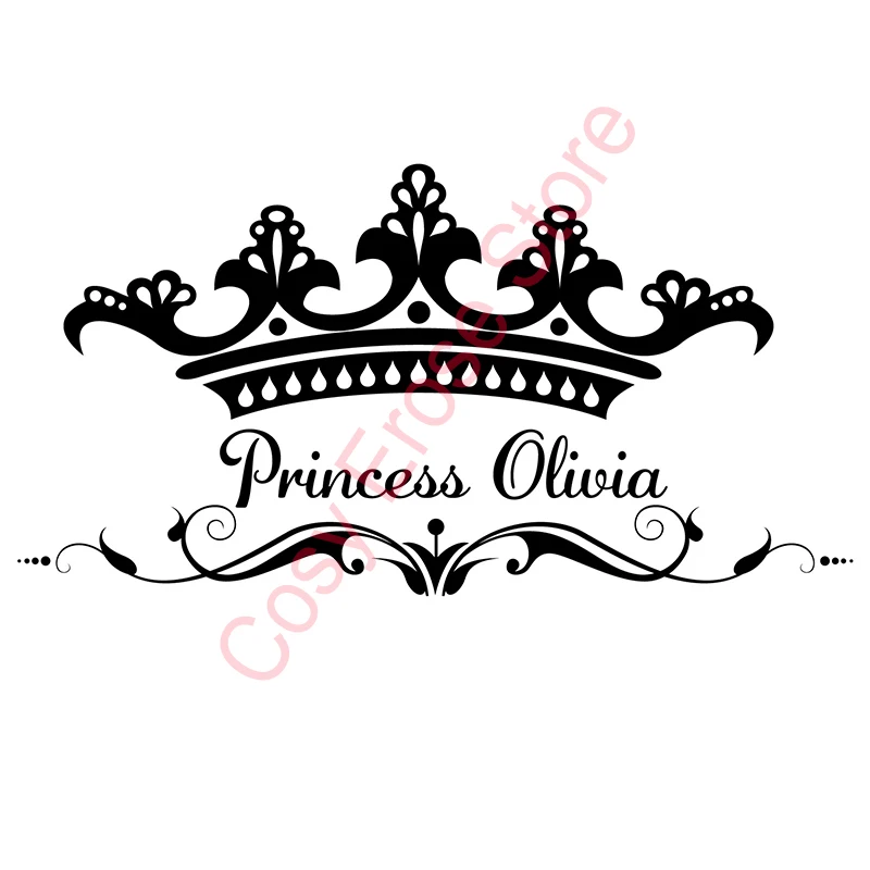 

Wall Decal Removable Gift Pretty princess Crown Wall Sticker DIY Personalized Custom Name Girls baby Name Home Decor princess r