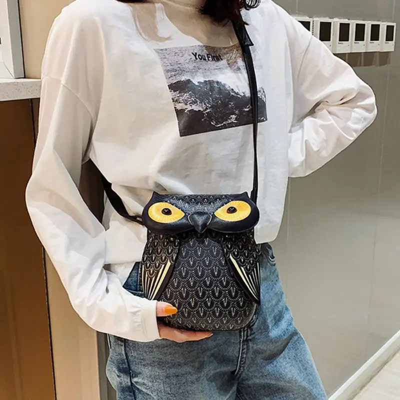 Сумка из искусственной кожи с милым рисунком совы повседневная школьная сумка