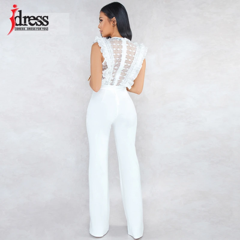 IDress женский комбинезон новый 2019 широкие ноги длинный сексуальный кружева без