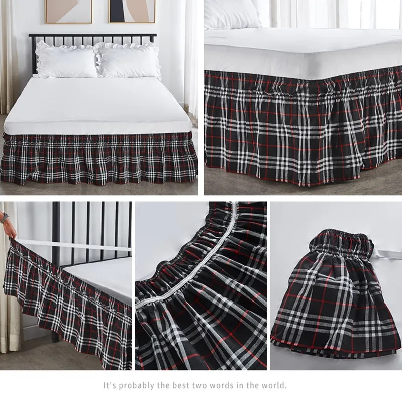 Красный черный плед в клетку двойной полный Королевский размер кровать фартук 38