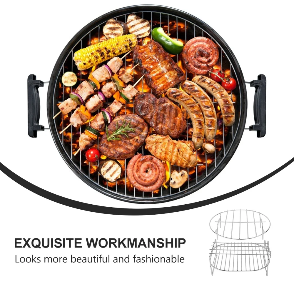 

1 Set of Air Fryer Holder Grilling Skewer Rack Barbecue Rack Accessory (Silver)