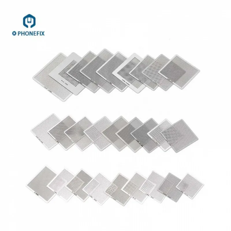 

PHONEFIX 36 Pcs Universal BGA Reballing Stencil Template Directly Heated For Cell Phone Tablet Motherboard Chips Repair